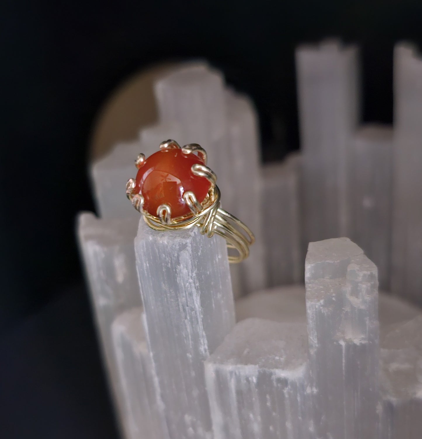 Carnelian and Gold Ring Size - Size 8