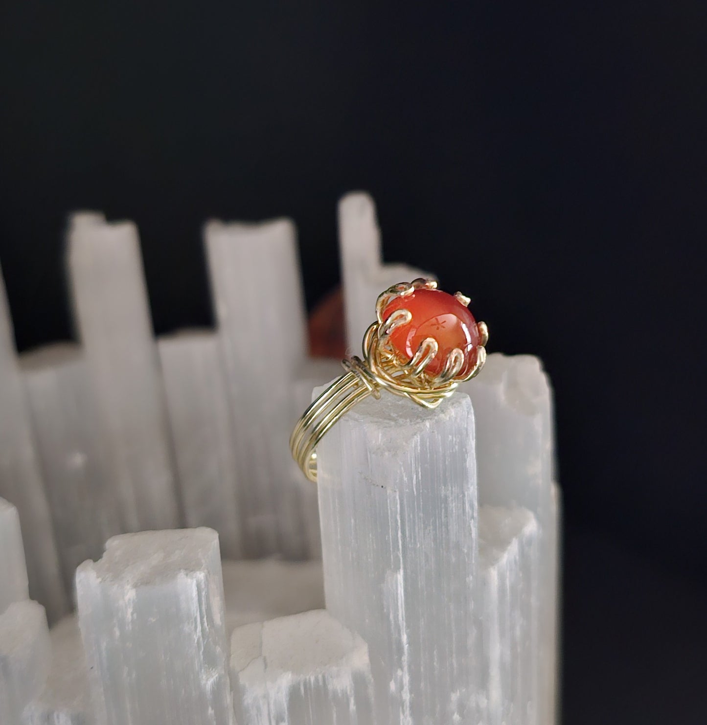 Carnelian and Gold Ring Size - Size 8