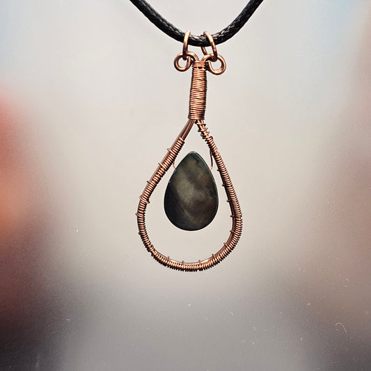 Dark Teardrop Antique Copper Pendant