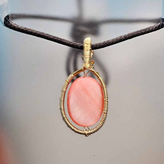Peach Oval and Gold Pendant