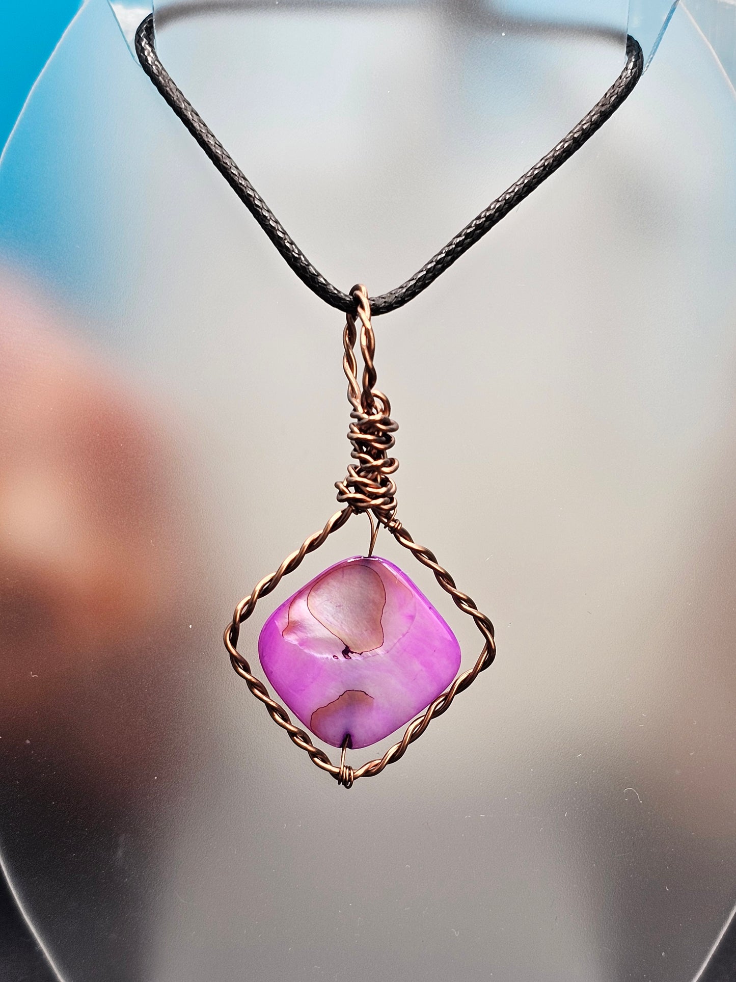 Pink Mother of Pearl Squared Pendant