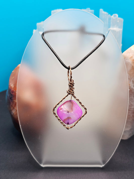 Pink Mother of Pearl Squared Pendant