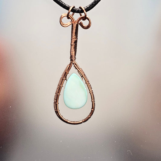 Mint Green Teardrop Antique Copper Drop Pendant