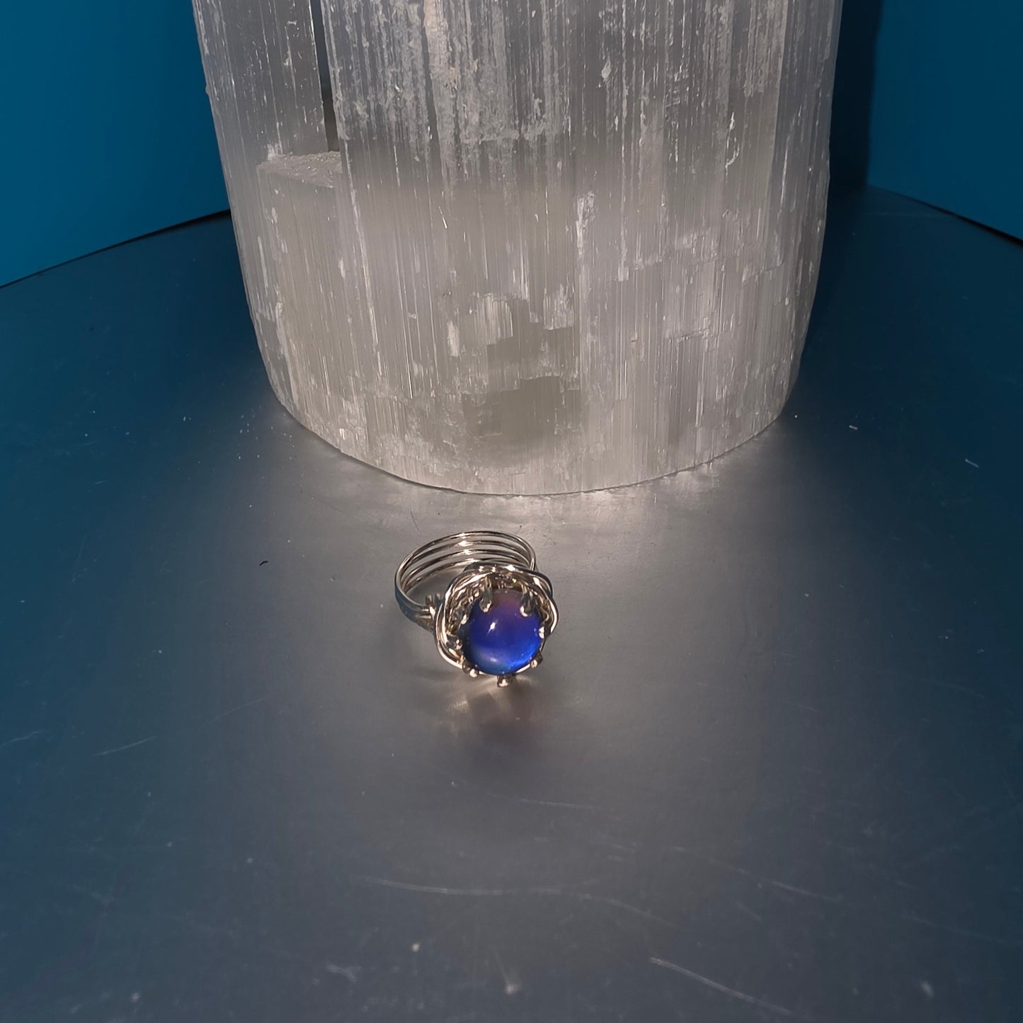 Rosette Mood Ring Silver - Size 5