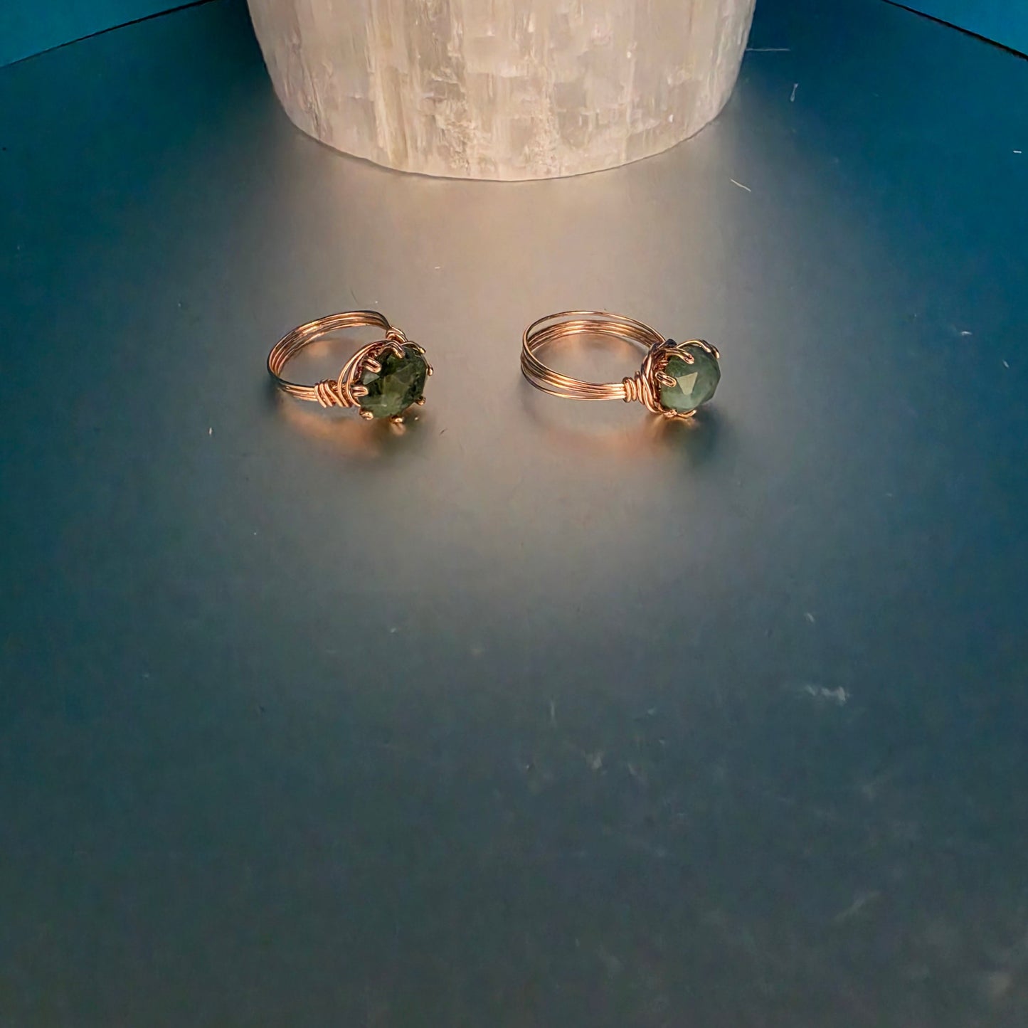 Natural Emerald Solitaire Rose Gold Colored Ring