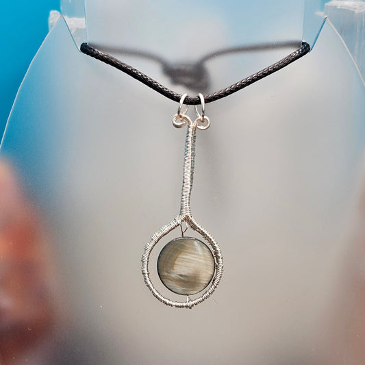 Charcoal Grey Silver Drop Pendant