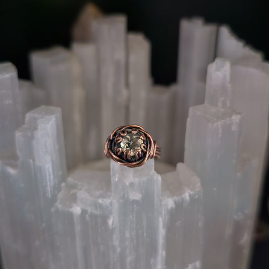 White Topaz Antiqued Copper  Size 4