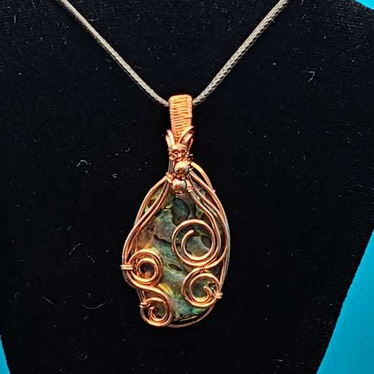 Abalone Shell Beads and Curls Pendant