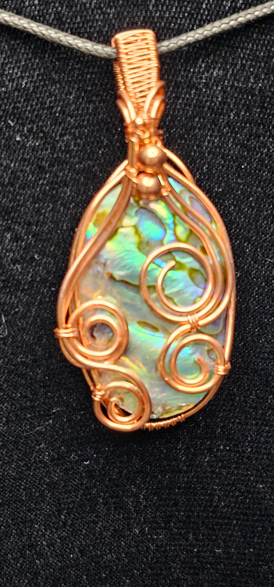 Abalone Shell Beads and Curls Pendant
