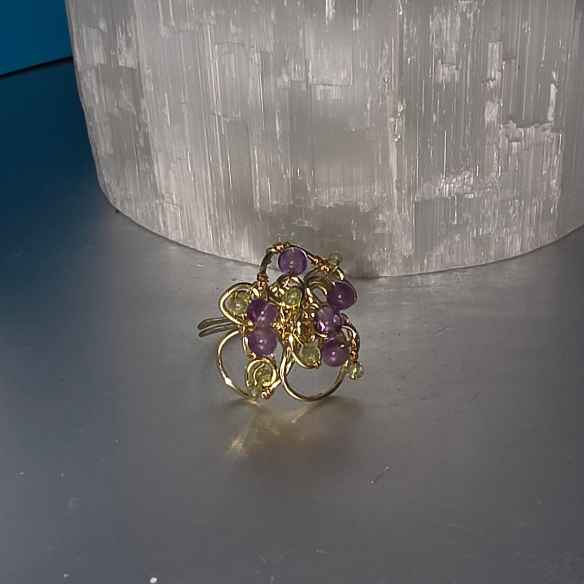 Amethyst & Peridot Cocktail Ring - Size 7