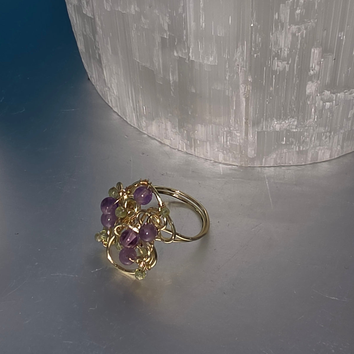 Amethyst & Peridot Cocktail Ring - Size 7