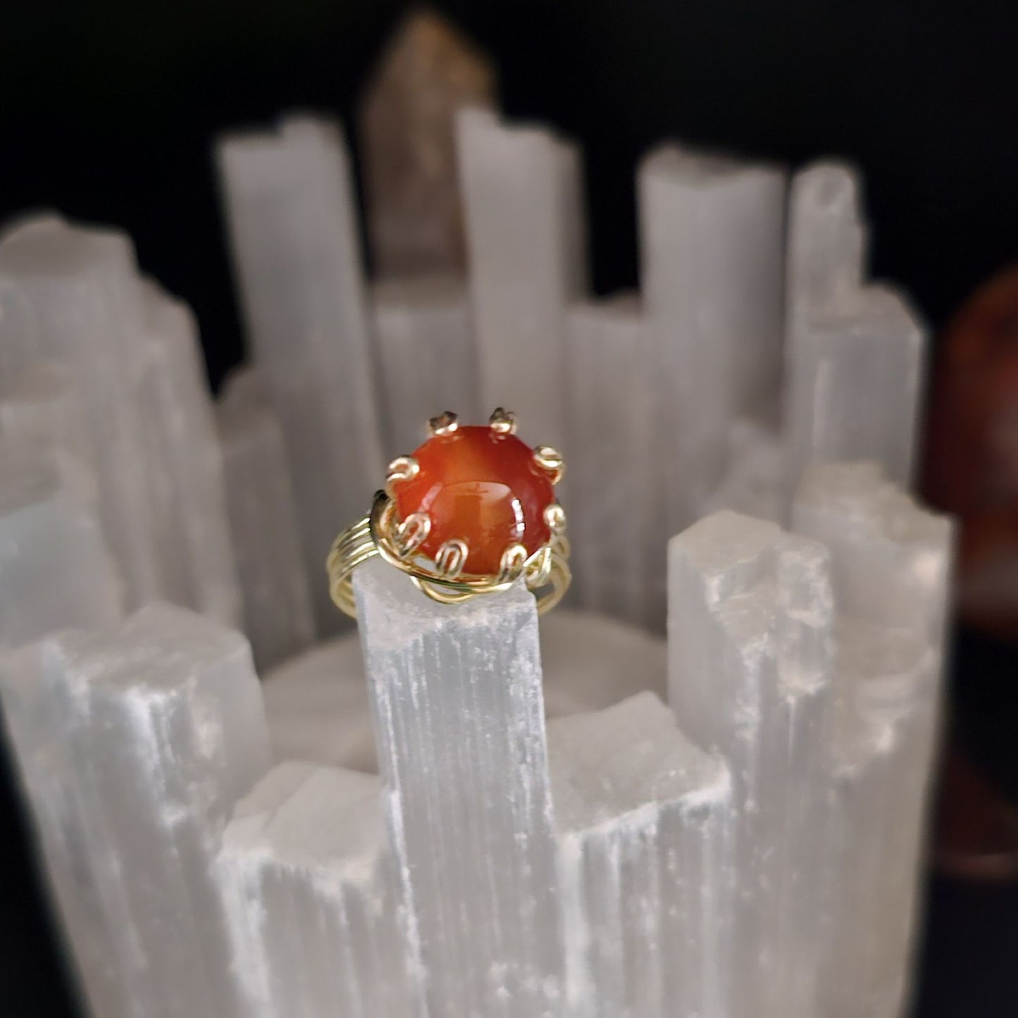 Carnelian and Gold Ring Size - Size 8