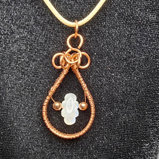 Cloud Moonstone Copper Teardrop Pendant
