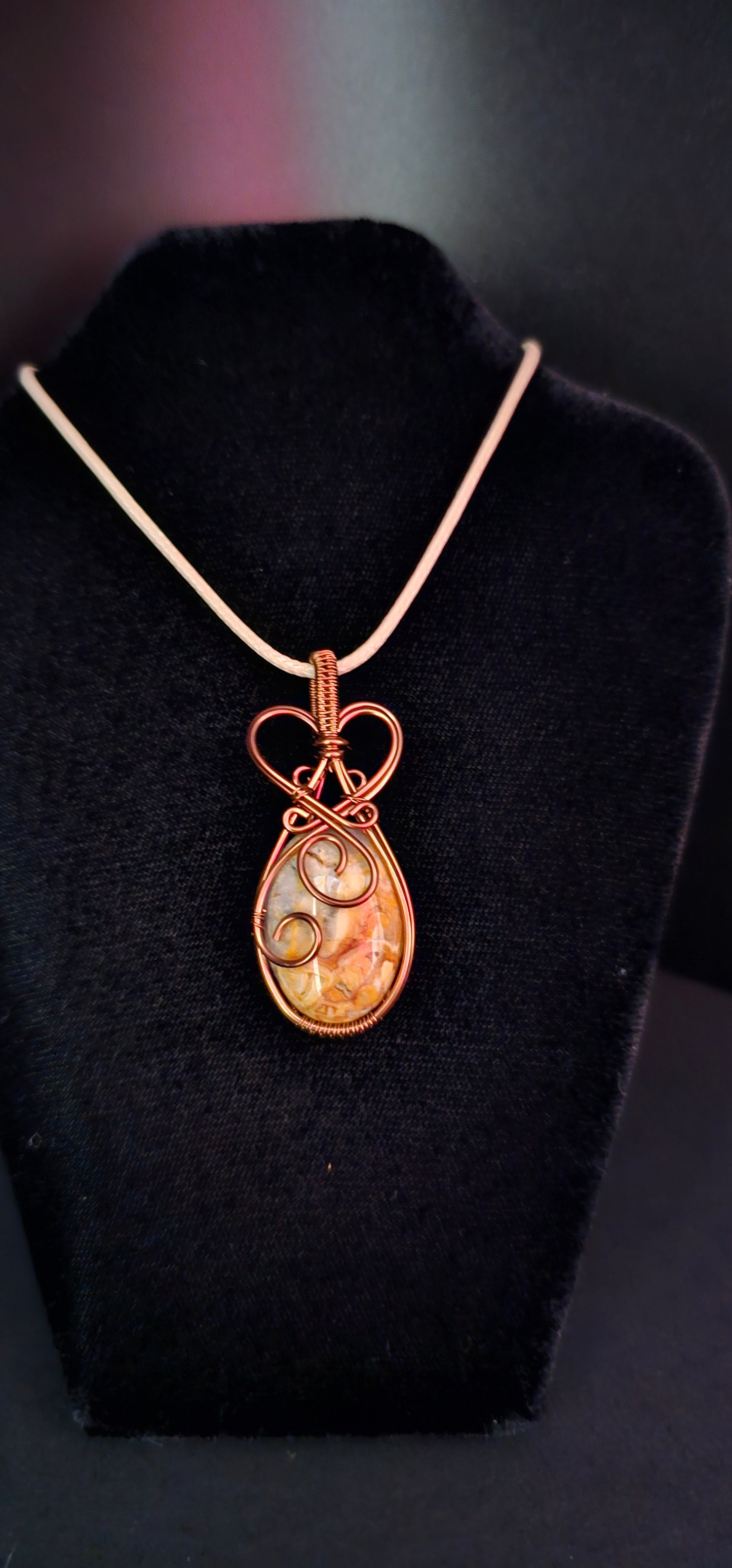 Crazy Lace Agate loves Antique Copper Pendant