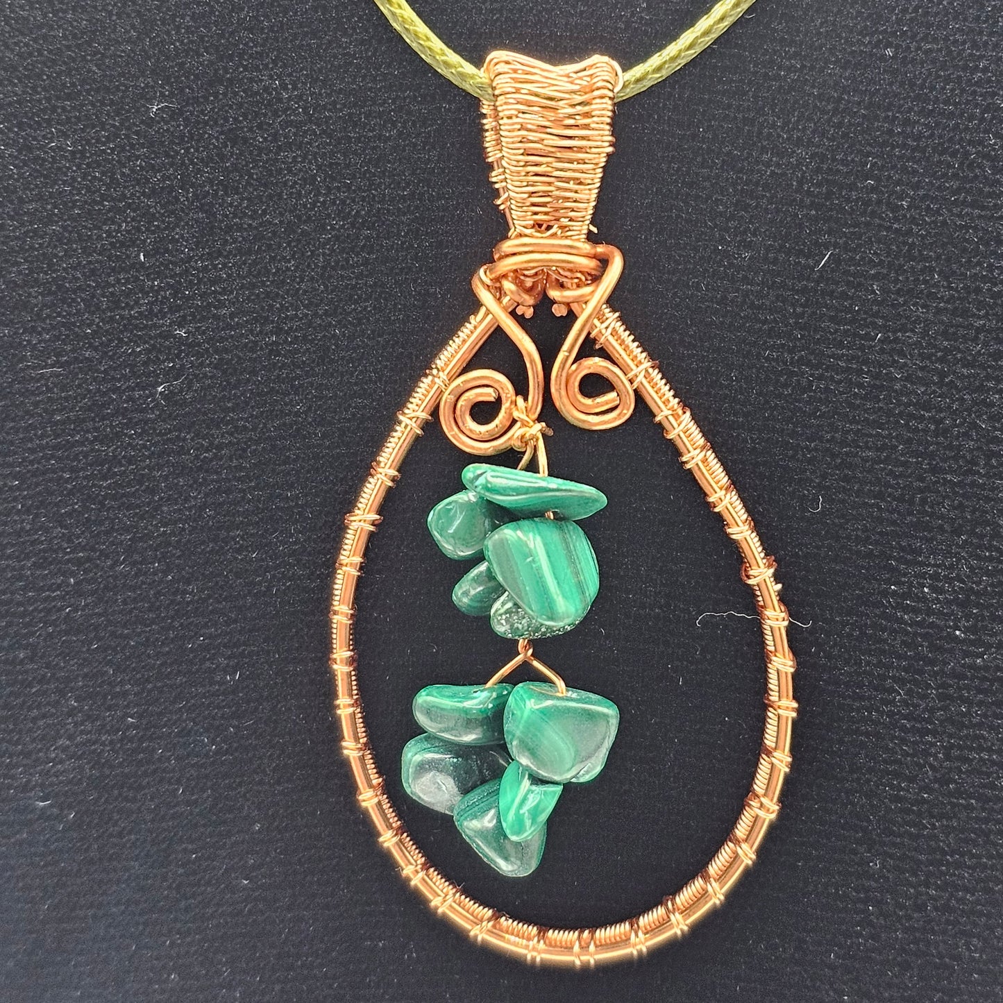 Malachite Copper Teardrop Pendant