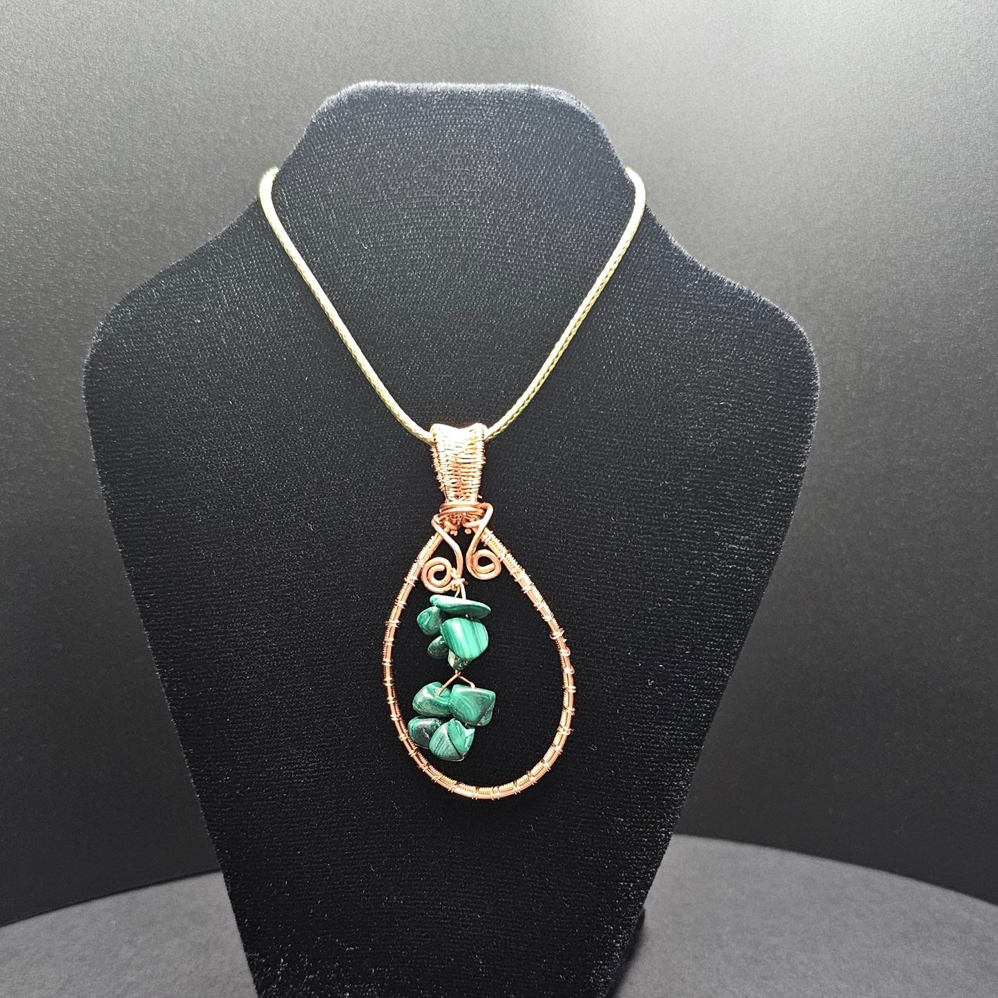 Malachite Copper Teardrop Pendant