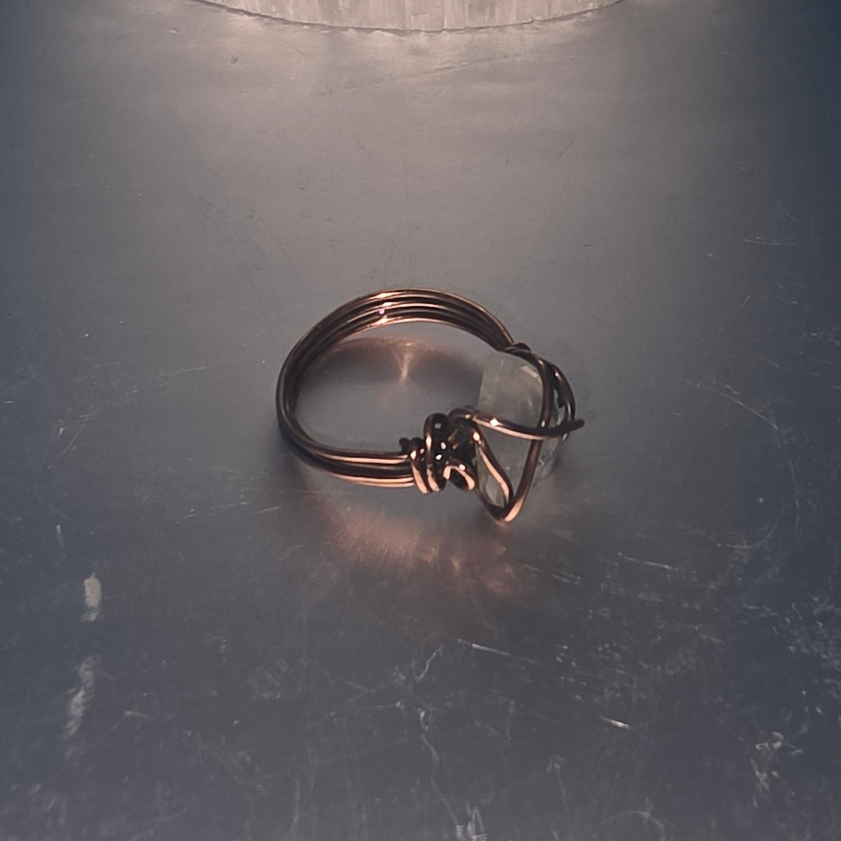 Moonstone Teardrop Copper Ring - Size 6