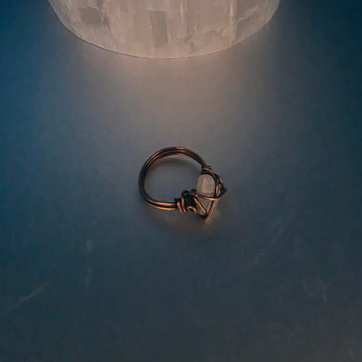 Moonstone Teardrop Copper Ring - Size 6
