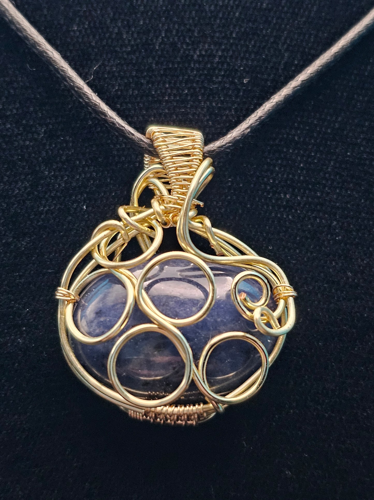 Sodalite and Golden Circles Pendant